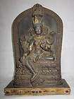 16 Tibet Black Stone Green Tara Goddess Shrine Statue  