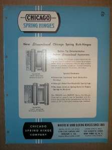 Vtg Chicago Spring Hinge Company Catalog~Door Hardware  