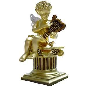  Angel Playing Harp Bejeweled Trinket Box 