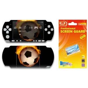   PSP 3000 Slim Decal Skin Sticker plus Screen Protector   Fire Soccer