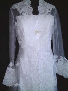 PC Train Long Sleeve Wedding Gown Dress size 4 to 24  