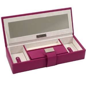   Vibrant pink colored leather safe deposit box by Wolf Designs Jewelry
