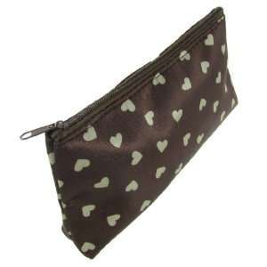   Brown Beige Heart Dotted Printed Zippered Lady Makeup Bags Beauty
