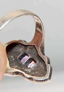 VTG Art Deco Sterling Silver Pink Topaz Marcasite Ring  
