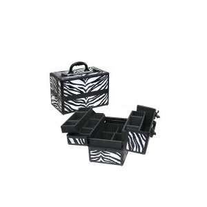   Zebra Print Professional Makeup Carrying Case black makeup case