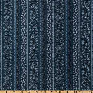  44 Wide Winter Traditions Holly Stripe Midnight Navy 