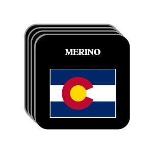 US State Flag   MERINO, Colorado (CO) Set of 4 Mini Mousepad Coasters