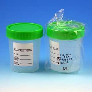 Specimen Container, 4oz, with 1/4 Turn Green Screwcap and Tri Lingual 