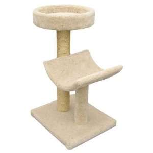  2 Tier Cat Scratching Post w Carpeted Bed and Cradle Perch 