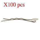 100 Pcs Bobby Hair Pin 48MM with Pad Silver Plated Clip Finding Craft 