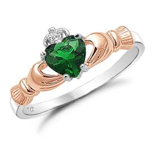 SR362RG Sterling Silver Rosegold Emerald CZ Ring  