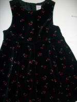 Girls Gymboree Black Velour Cherry Jumper Dress 5 EUC *  