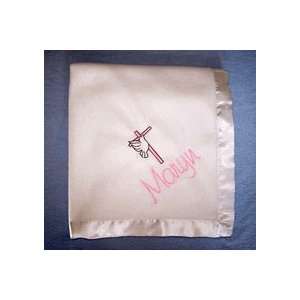  Personalized Baby Blanket   Cross with Dove Baby