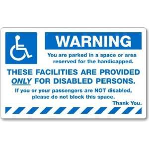   Reserved for Handicapped Removable Stickers, 8 x 5