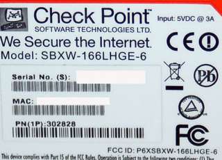 Checkpoint Safe@Office 500W Wifi 25 Node Firewall VPN SBXW 166LHGE 6 