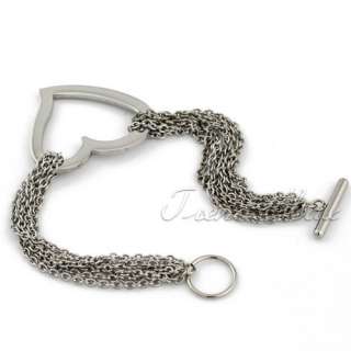 Womens Silver/Gold Heart Stainless Steel Charm Bracelet  
