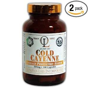 Olympian Labs Cold Cayenne, 40,000 HU, 500mg Capsules, 100 Count (Pack 