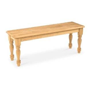 Wood Country Style White Farmhouse Dining Bench with Natural Finish 