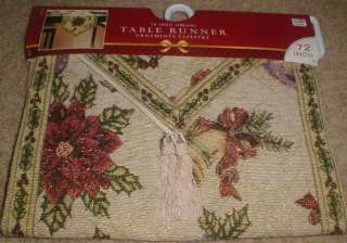 Ornaments Tapestry Christmas Holiday Table Runner 72 long by 13 wide 