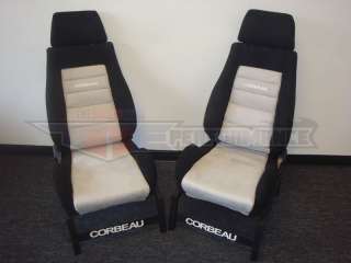Corbeau GTSII Black/Grey Microsuede Reclining Racing Seats Pair GTS II 