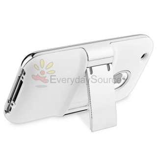Deluxe White Case Stand Cover w/Chrome For Apple iPhone 3G 3GS Skin 