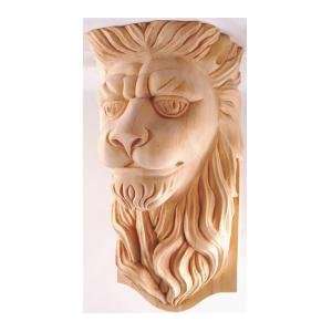  17H X 10 1/2W x 8D , Hand Carved Hard Wood Lion Head 