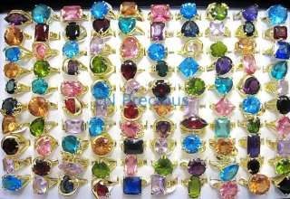wholesale jewelry lots 40pcs Crystal Zircon gold plated Rings New free 