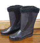 vtg 80s rubber rain snow boots faux fur lined 8