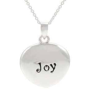  Sterling Silver Engraved JOY Charm Necklace Jewelry