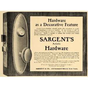  1907 Ad Sargents Artistic Hardware Door Knobs New York 