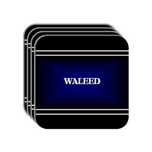 Personal Name Gift   WALEED Set of 4 Mini Mousepad Coasters (black 