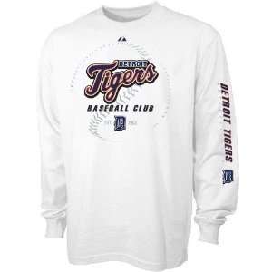   Detroit Tigers Baseball Club White Long Sleeve T shirt Sports
