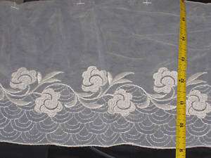 Lace Embroidered Chiffon Fabric Trim flower ivory WIDE  