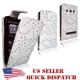   4G WHITE FLIP OPEN LEATHER BLING DIAMOND JEWEL CASE COVER POUCH  
