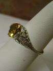 2ct Honey Citrine Sterling Silver 925 Art Nouveau Style Filigree Ring 