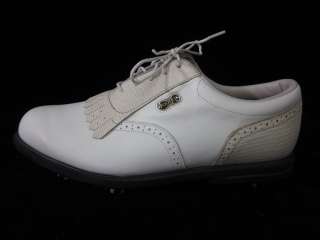 FOOTJOY Dryjoys White Ivory Fringe Golf Shoes Sz 9.5  