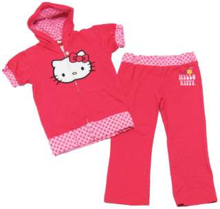 HELLO KITTY Girls Pink Hoodie & Crop Pants Set NEW  