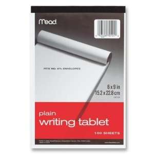   Writing Tablet,Top bound,Plain,15 lb,6x9,100 Sh,White