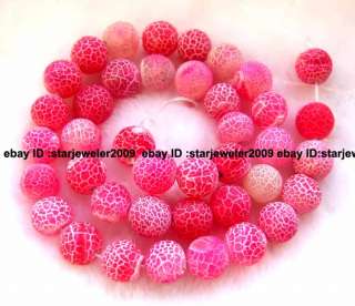 new 10mm Pink crackle agate round gemstone beads 14  