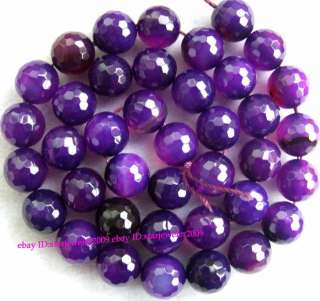 10mm Purple Agate Round Faceted Gemstone Beads 15  