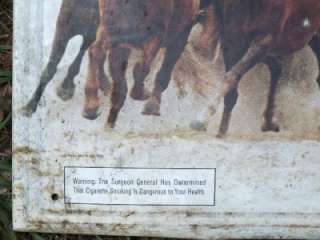 vintage antique metal aluminum old Marlboro cowboy horse sign  