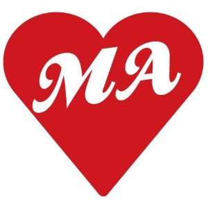  Massachusetts Abbreviation MA Heart   Decal / Sticker 
