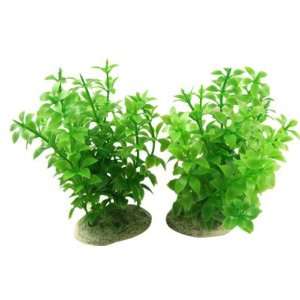  Como 2 Pcs Fish Tank Green Five Leaf Plastic Plant 