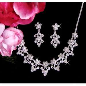 Crystal Necklace and Earring Set   Bridal Jewelry Set  