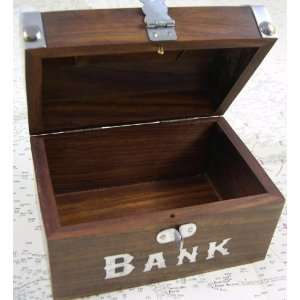 Unique Wooden Chest Savings Bank 