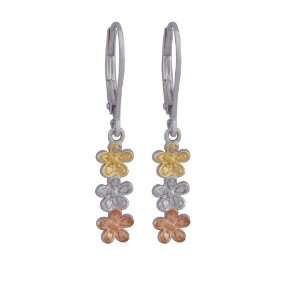   Diamond Accent Flower Linear Dangle Lever Back Earrings Jewelry