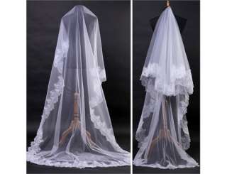 Beautiful Embroider Veil 2.6M Bride Bridal Wedding Cathedral Lace Edge 