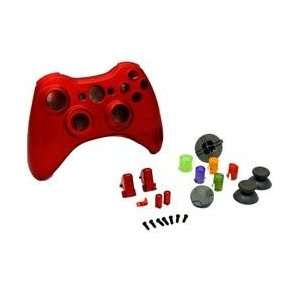 NEW CHROME RED XBOX 360 WIRELESS CONTROLLER FULL HOUSING SHELL CASE 