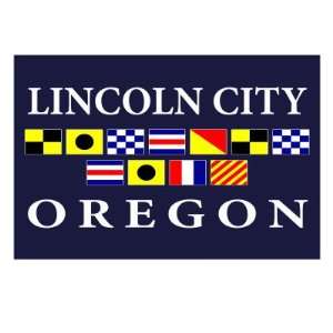  Lincoln City, Oregon   Nautical Flags Premium Poster Print 