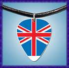 uk british flag union jack medium guitar pick necklace leather